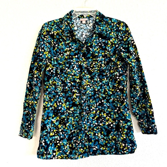 J. Jill Tops - J Jill Floral Corduroy Button Down Top
